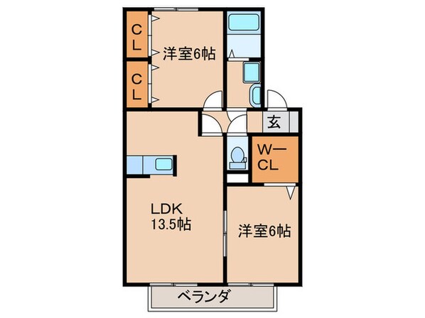 ラフィ－ネ水巻Ａ棟の物件間取画像